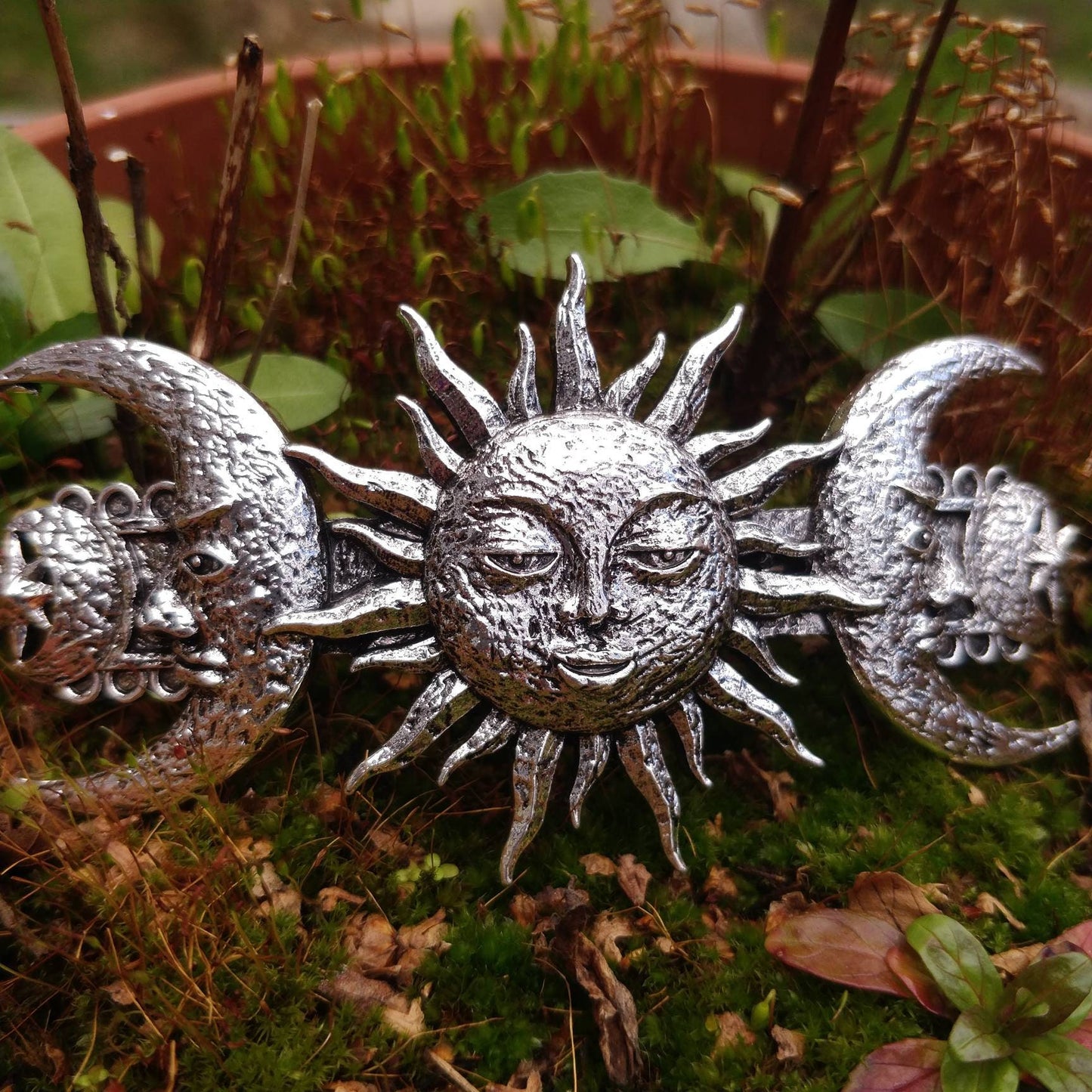 Whimsigoth Hair Barrette- sun moon and stars
