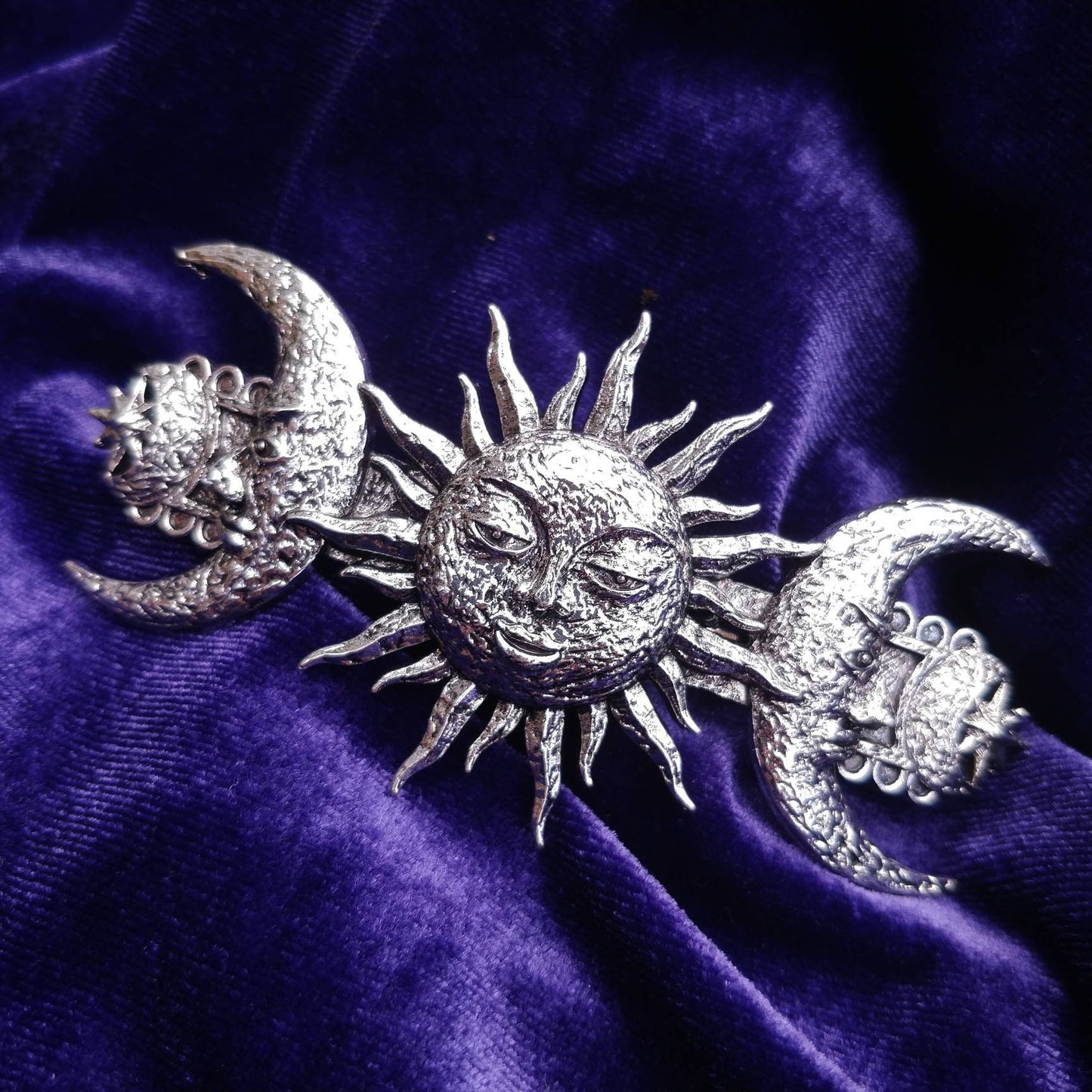 Whimsigoth Hair Barrette- sun moon and stars