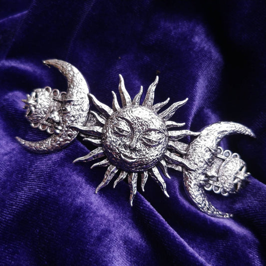 Whimsigoth Hair Barrette- sun moon and stars