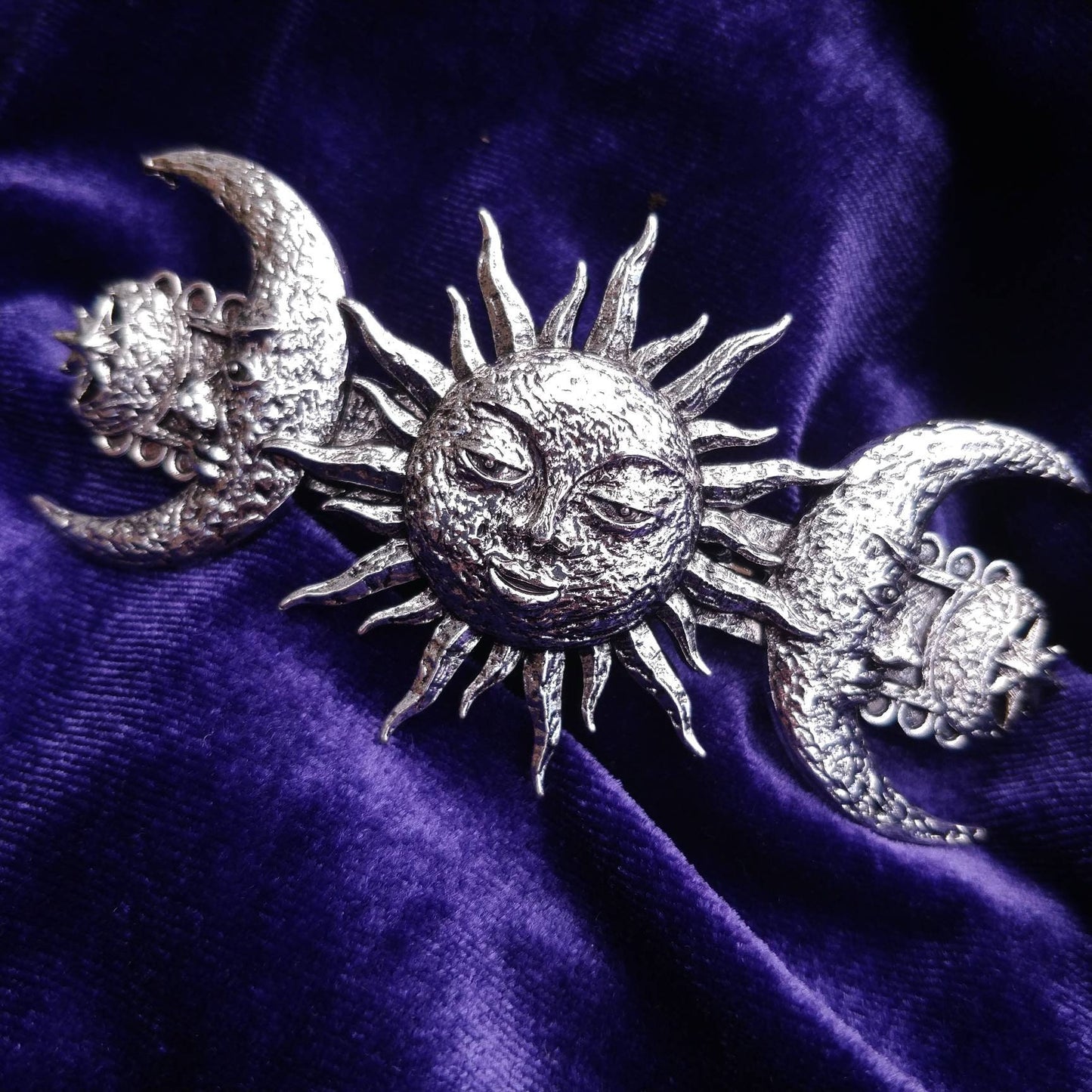 Whimsigoth Hair Barrette- sun moon and stars