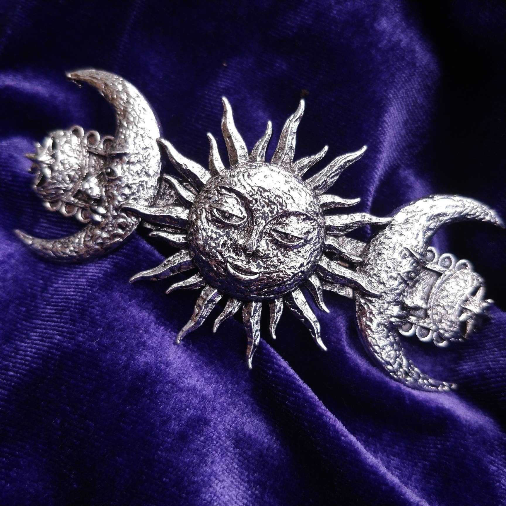 Whimsigoth Hair Barrette- sun moon and stars