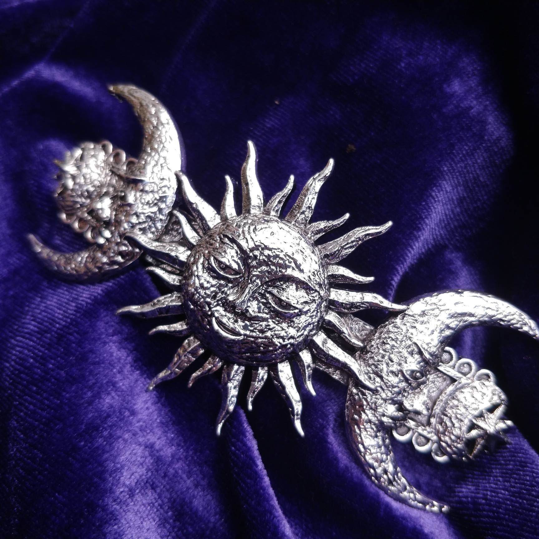 Whimsigoth Hair Barrette- sun moon and stars