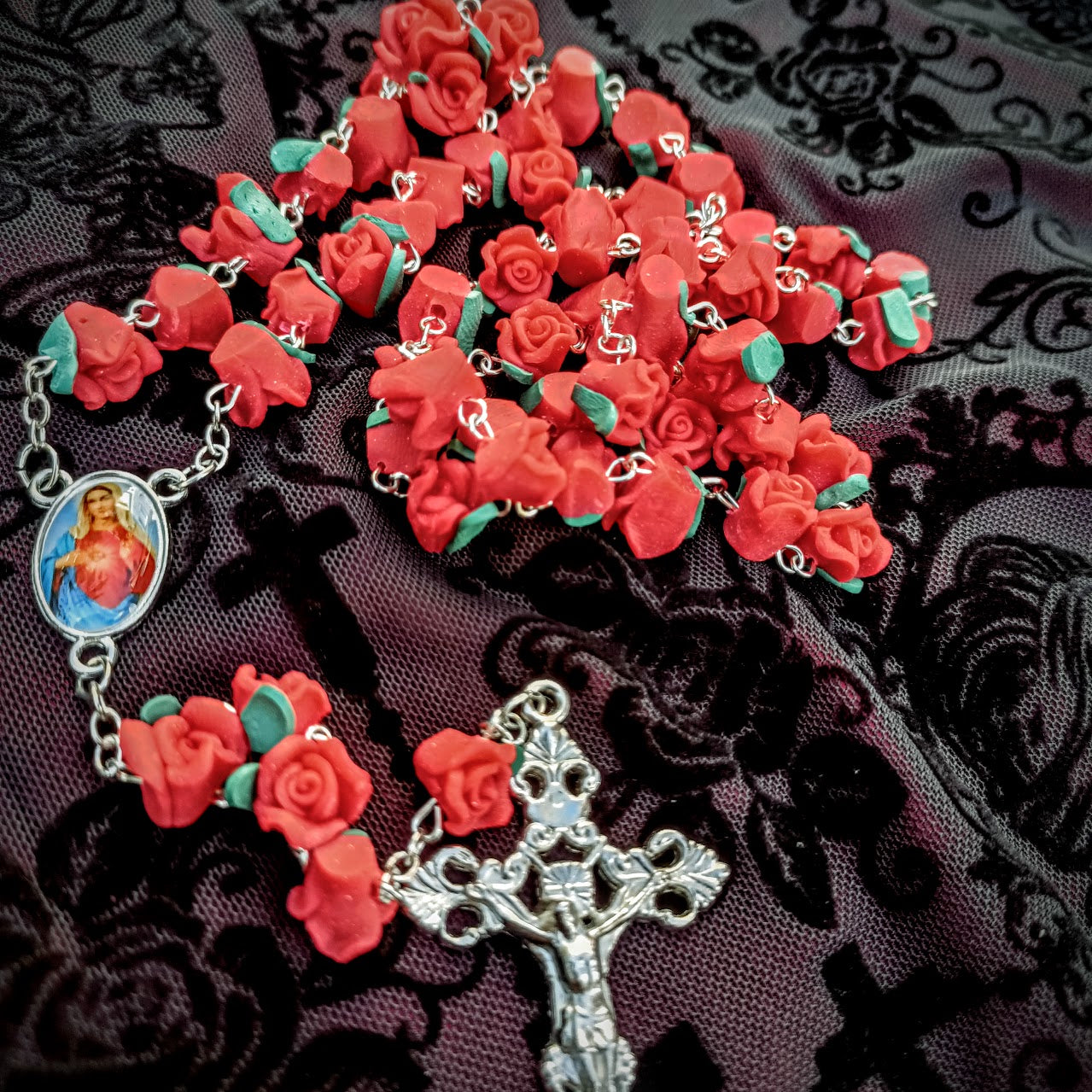 Red Rose Rosary Virgin Mary PrincessPoison666