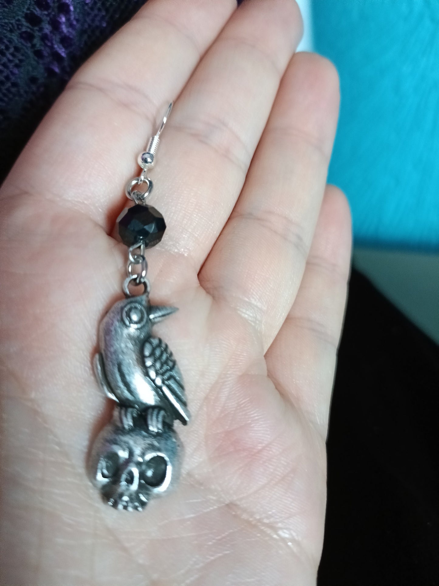Raven Atop Skull Earrings