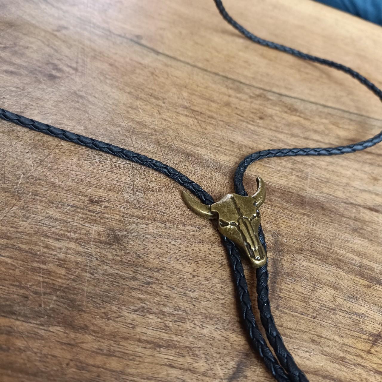 Country and Western Traditional Bolo Tie - Longhorn Cow Skull