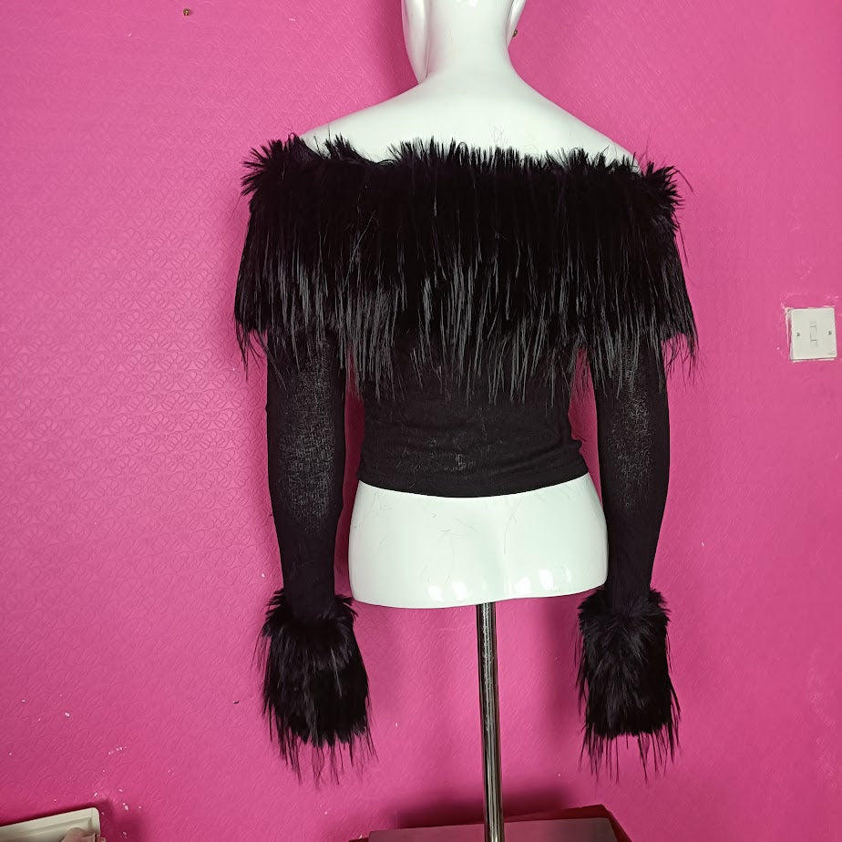 Gothic Long Fur Monster Jumper Princess Poison 666