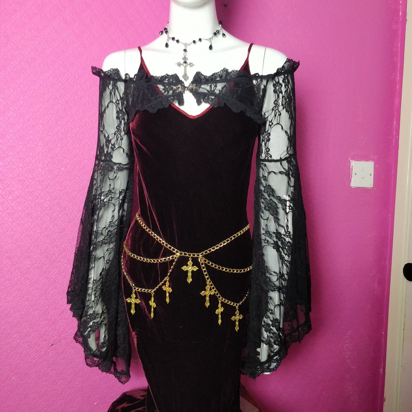 gold triple chain goth belt