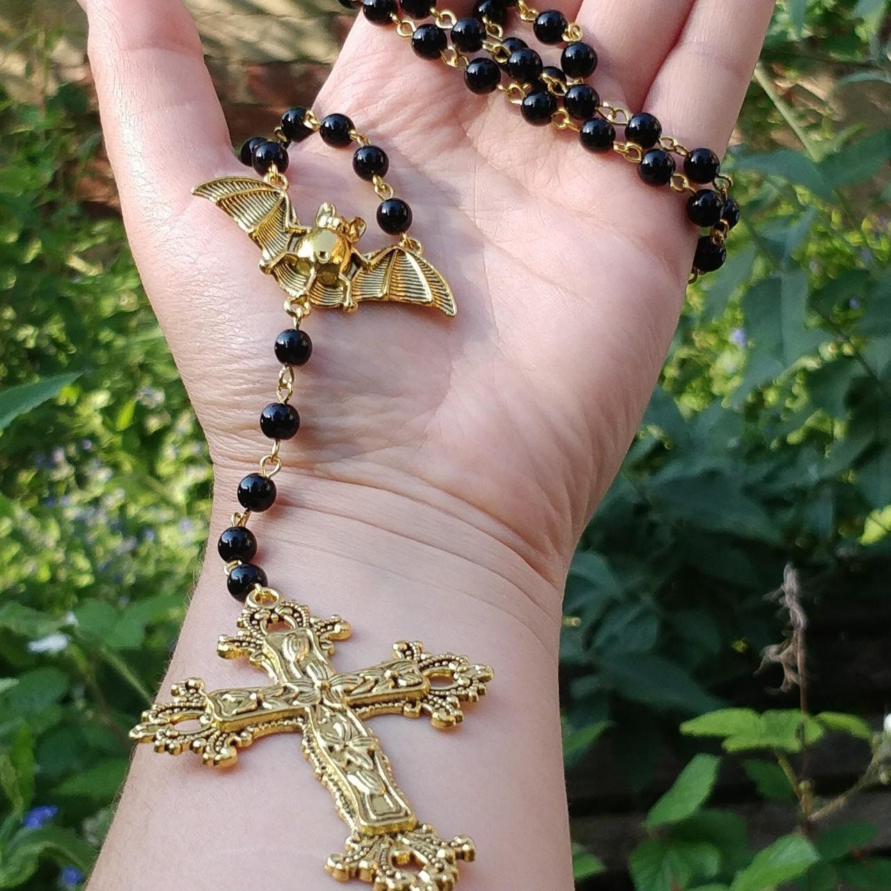gold-medieval-bat-and-floral-cross-black-prayer-bead-rosary-trad-goth