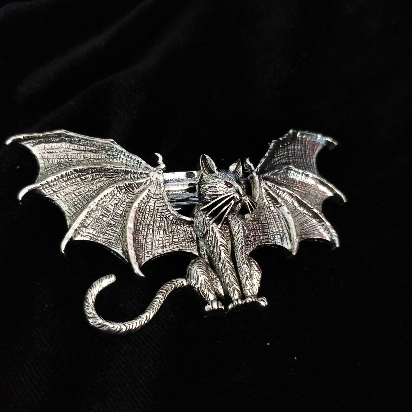 Cat Bat Barrette- Goth Hair Clip