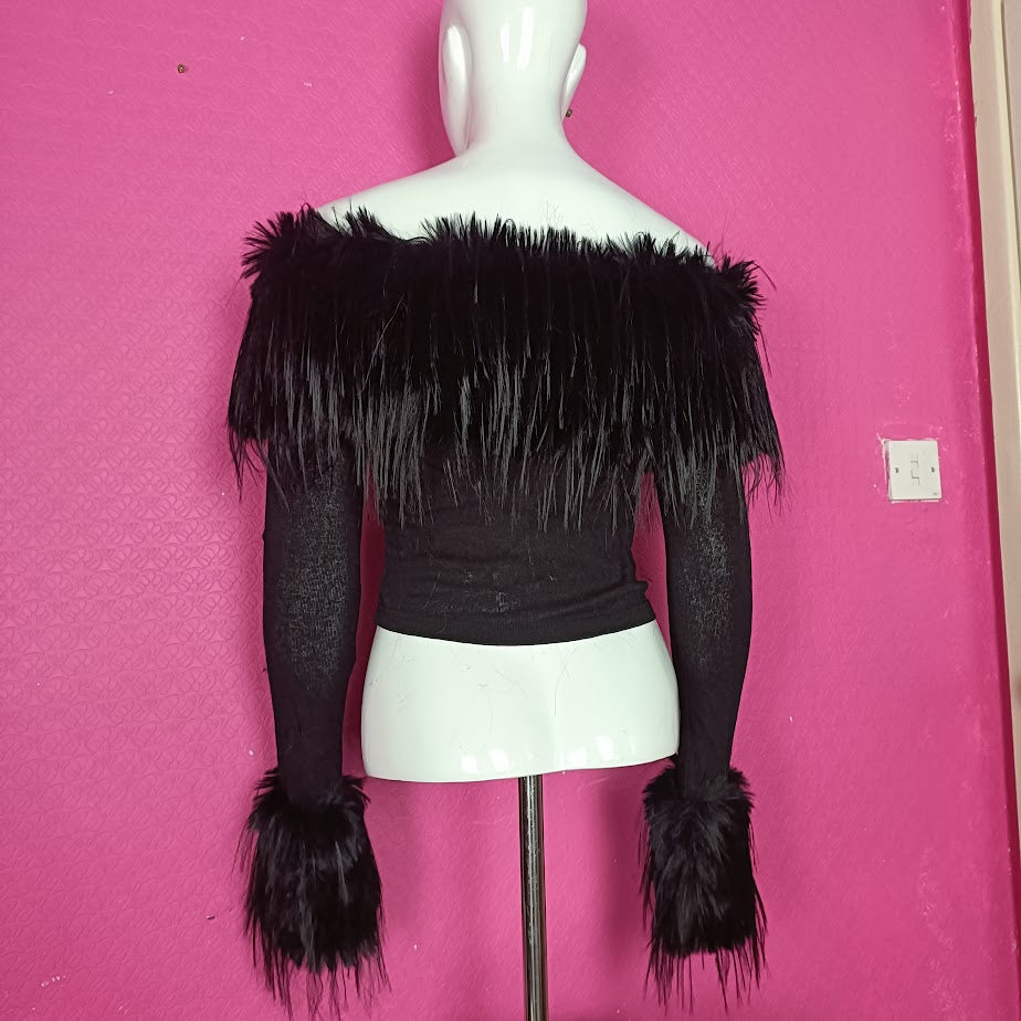 Gothic Long Fur Monster Jumper Princess Poison 666