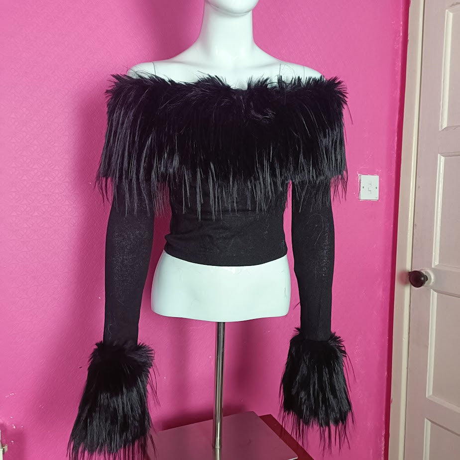 Gothic Long Fur Monster Jumper Princess Poison 666