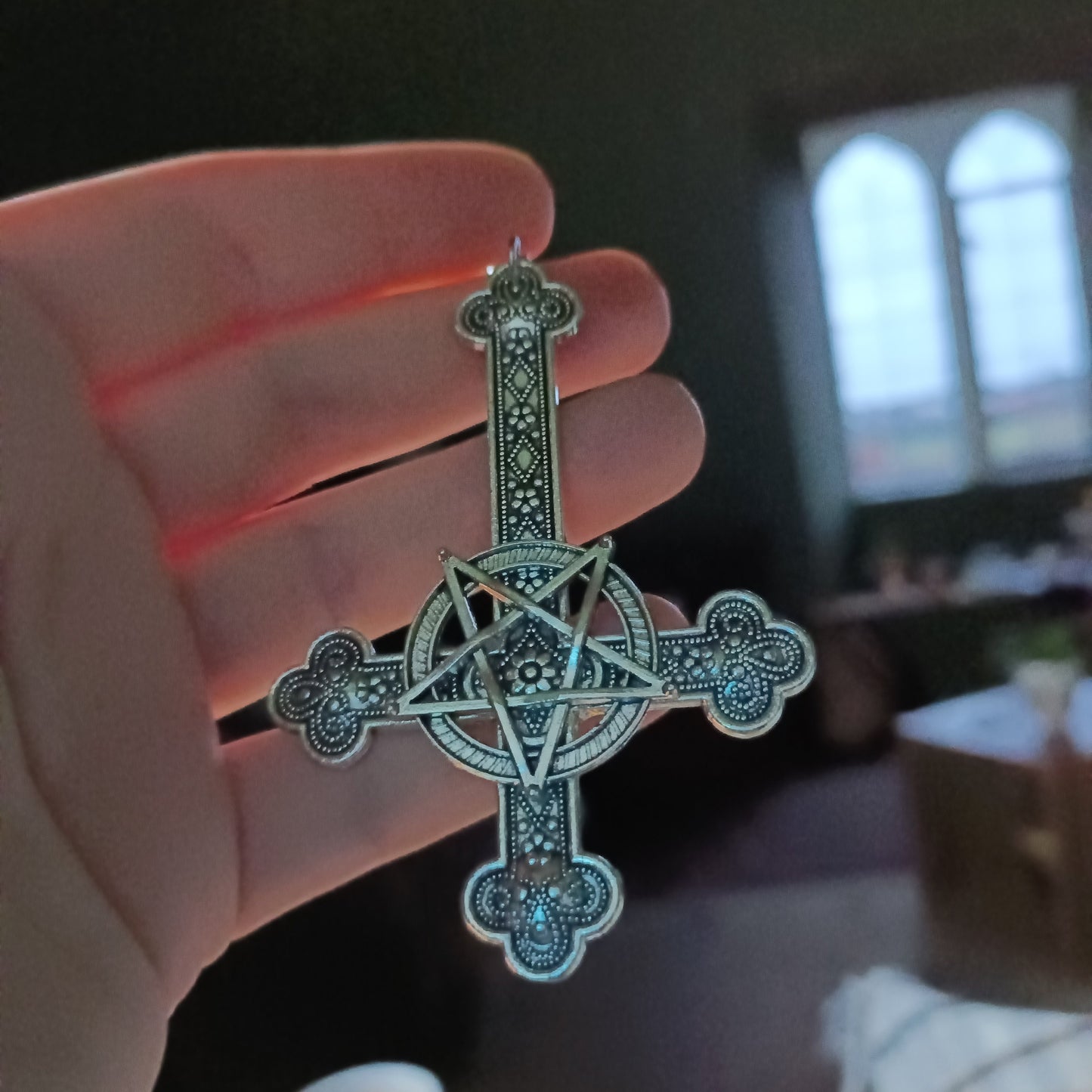 inverted Crucifix and Pentagram Earrings