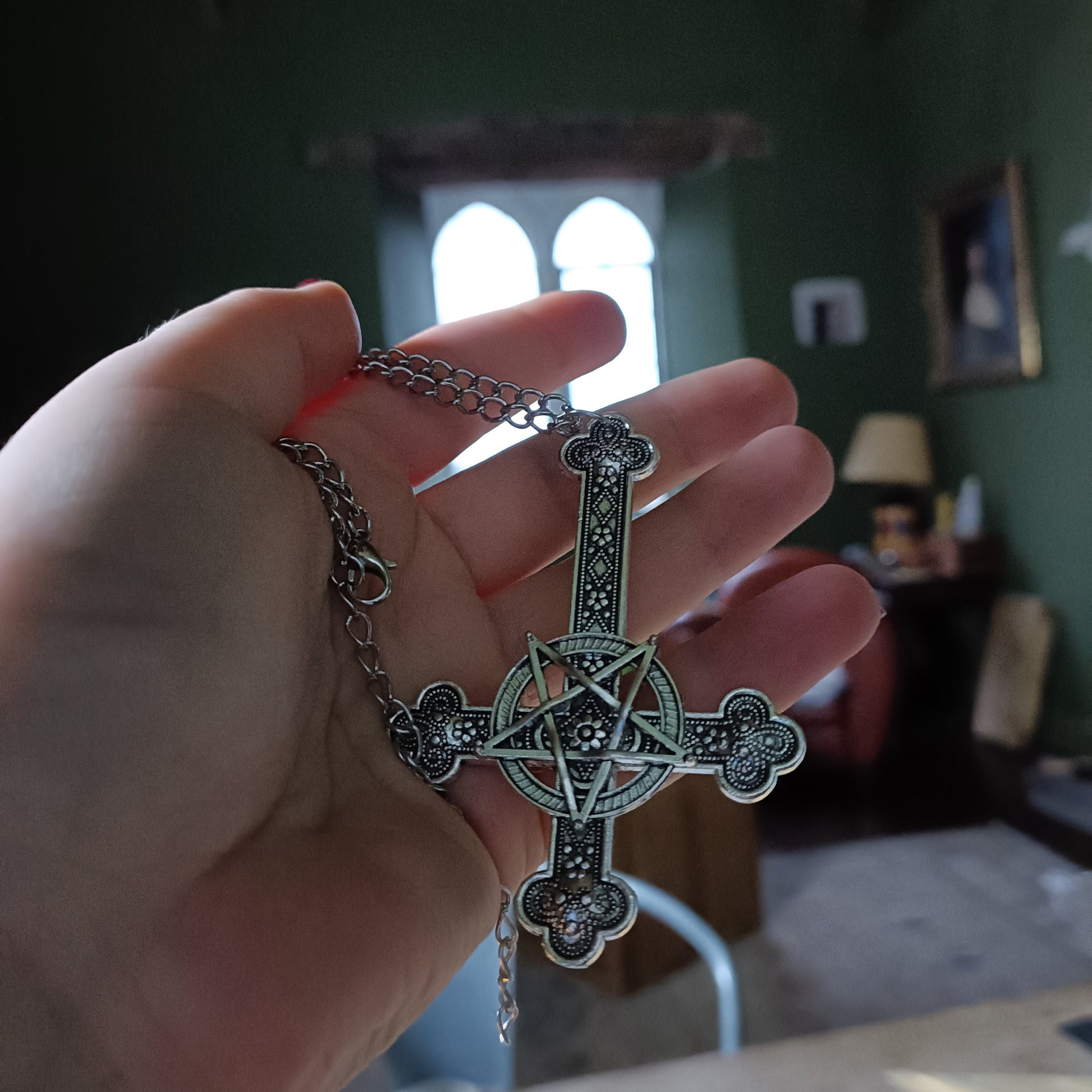 inverted Crucifix and Pentagram Necklace