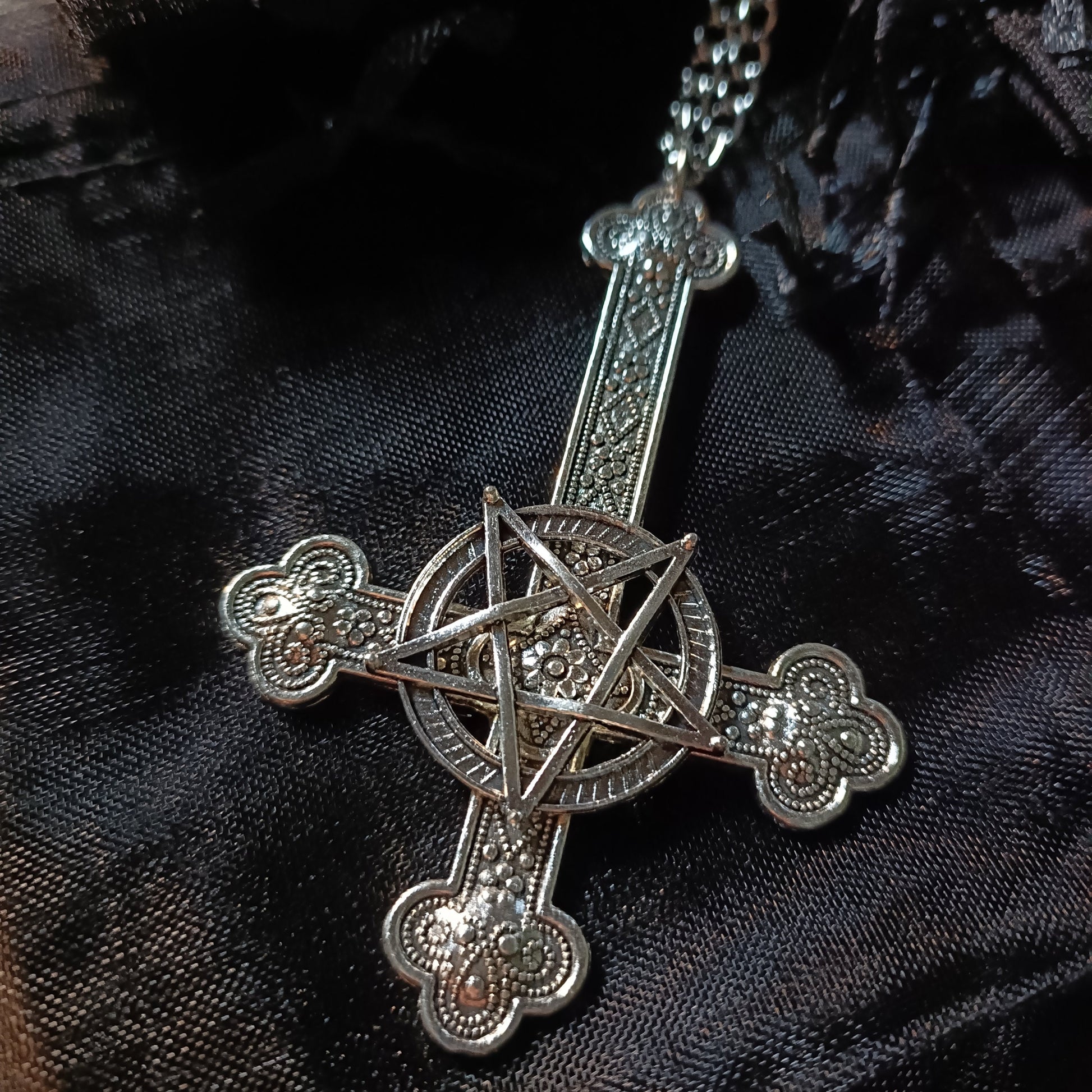 inverted Crucifix and Pentagram Necklace