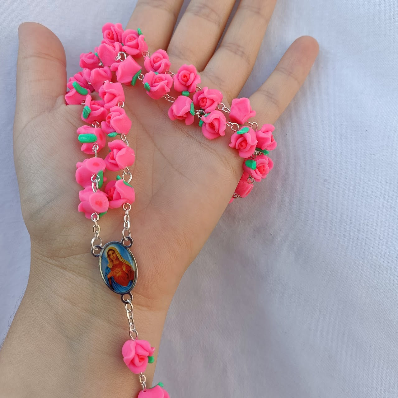 Pink Roses Rosary- Virgin Mary