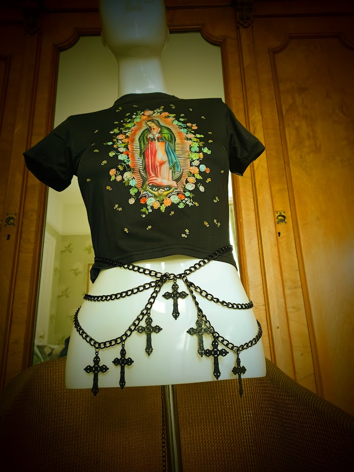Crucifix Waist Chain Belt/ Harness waist chain- Gothic Black Cross Belt PrincessPoison666