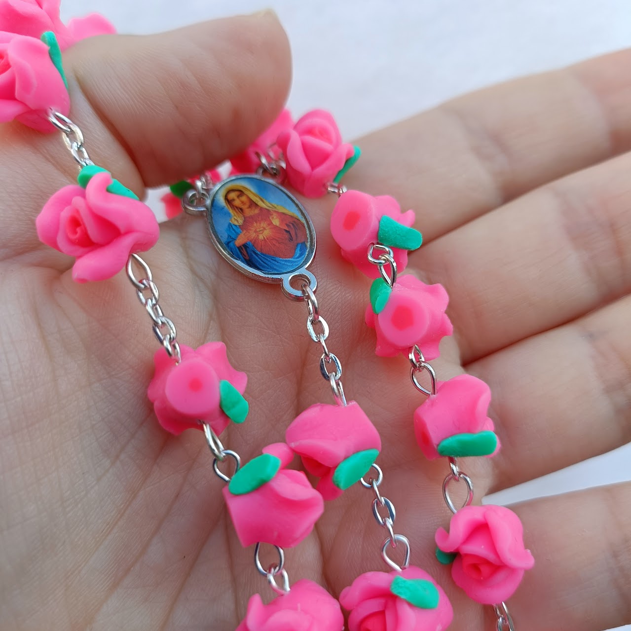 Pink Roses Rosary- Virgin Mary
