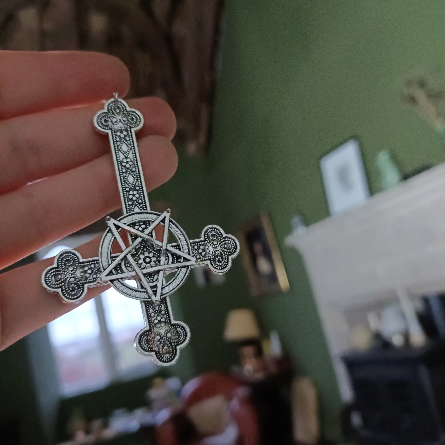 inverted Crucifix and Pentagram Earrings