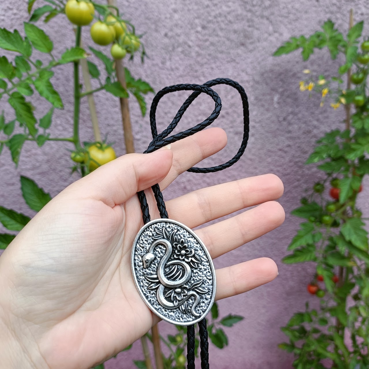 Traditional Snake And Flowers Bolo Tie