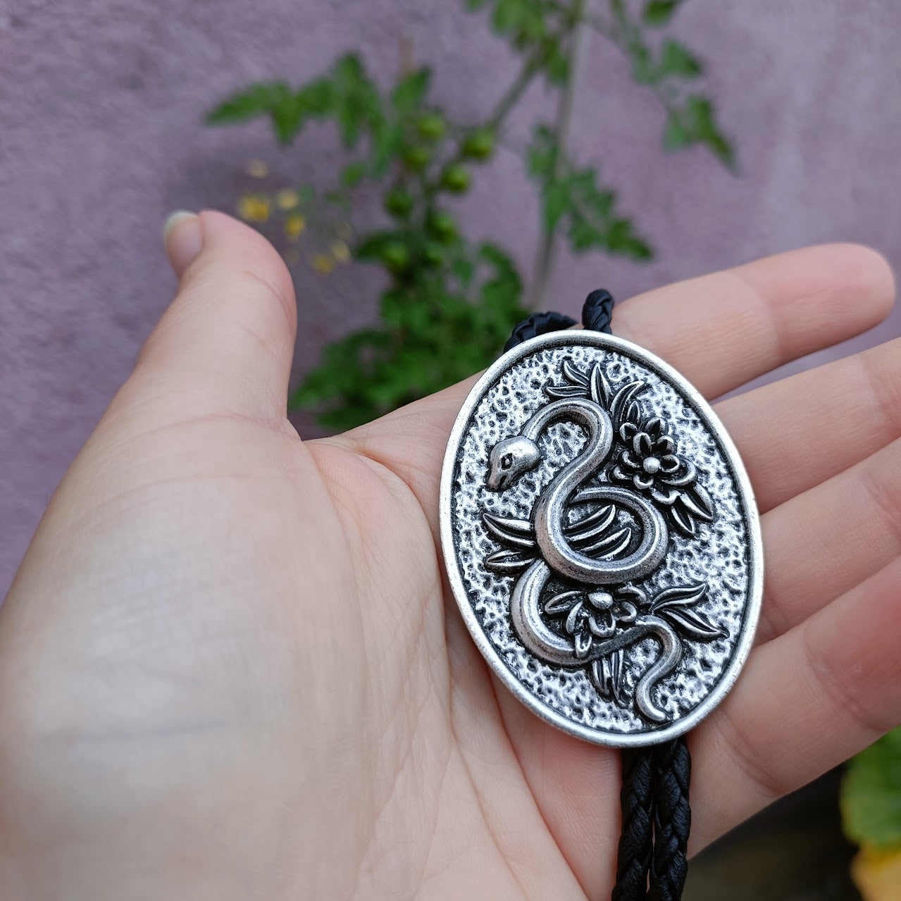 Traditional Snake And Flowers Bolo Tie