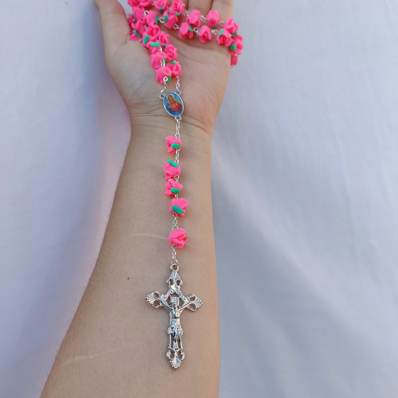 Pink Roses Rosary- Virgin Mary