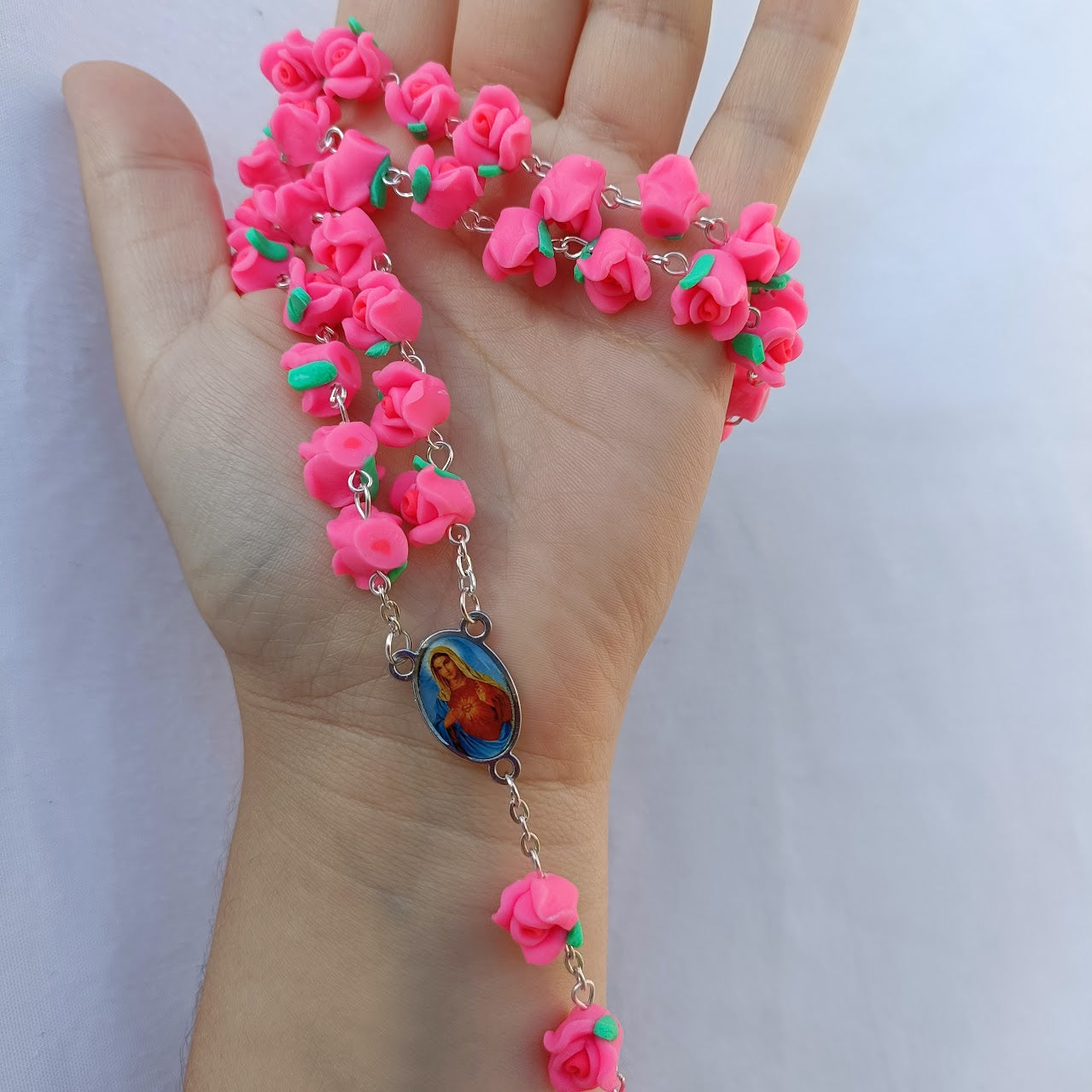 Pink Roses Rosary- Virgin Mary
