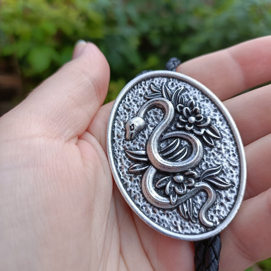Traditional Snake And Flowers Bolo Tie