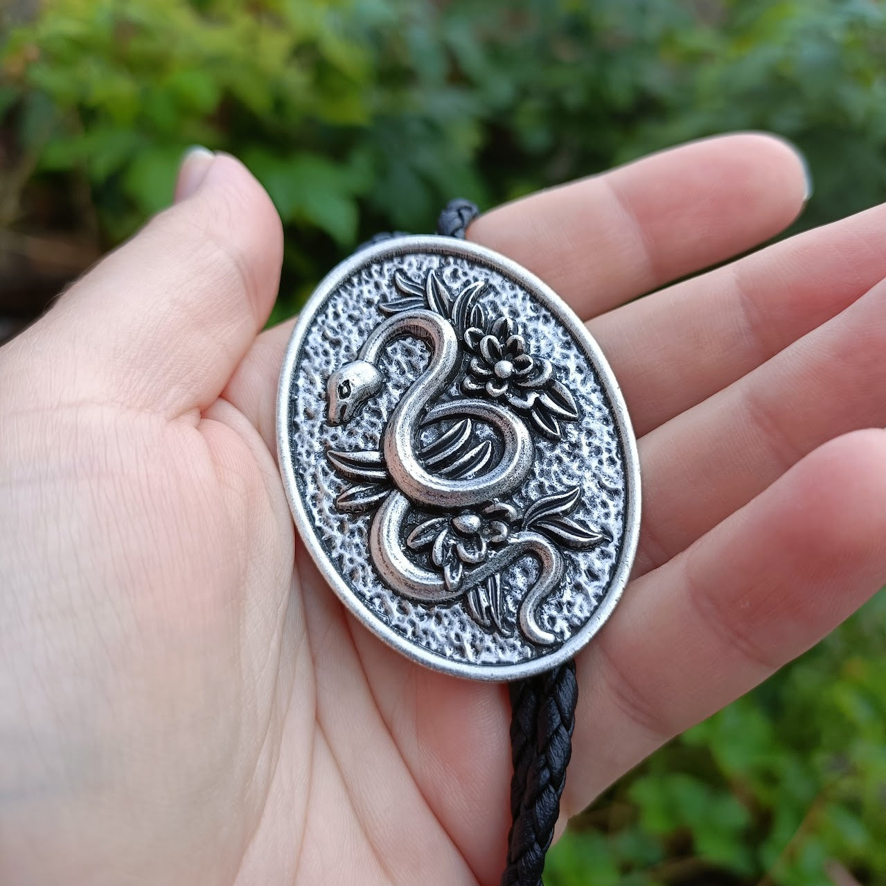 Traditional Snake And Flowers Bolo Tie