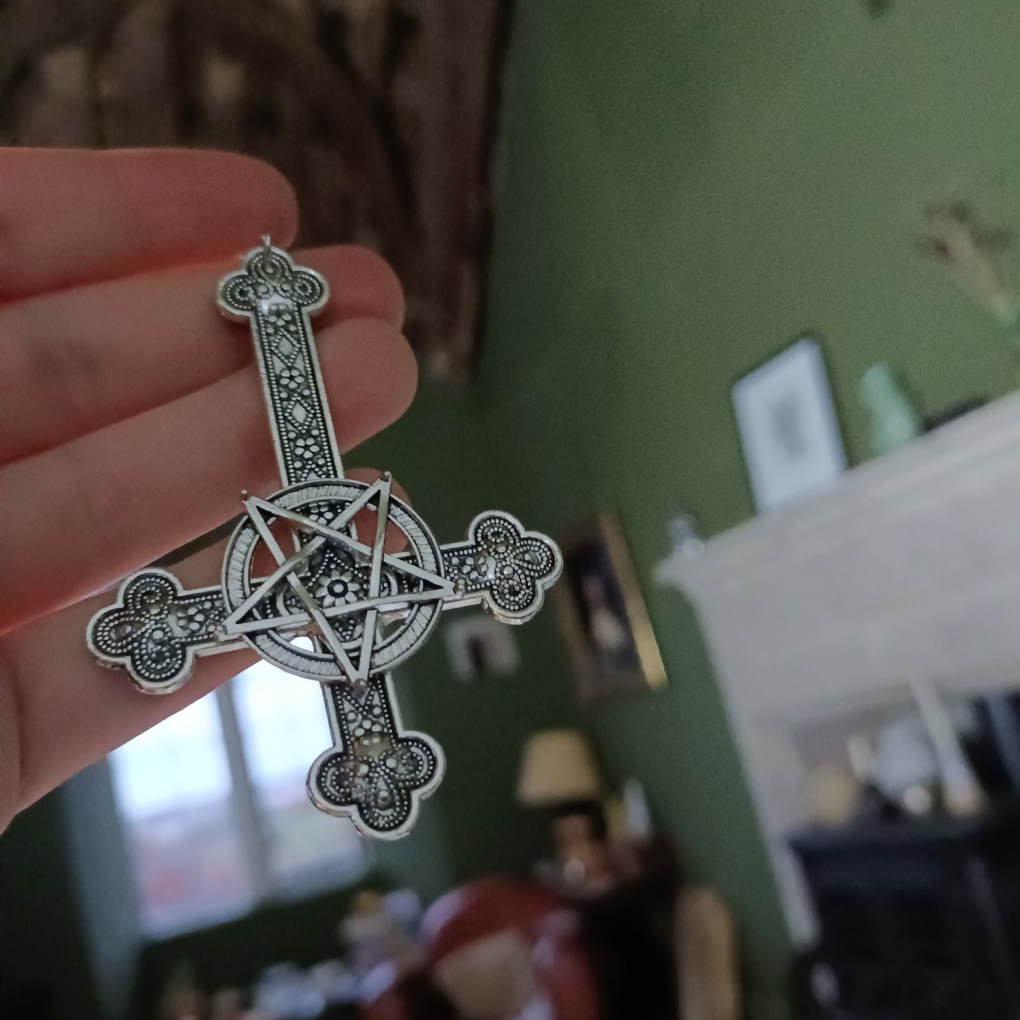 inverted Crucifix and Pentagram Earrings