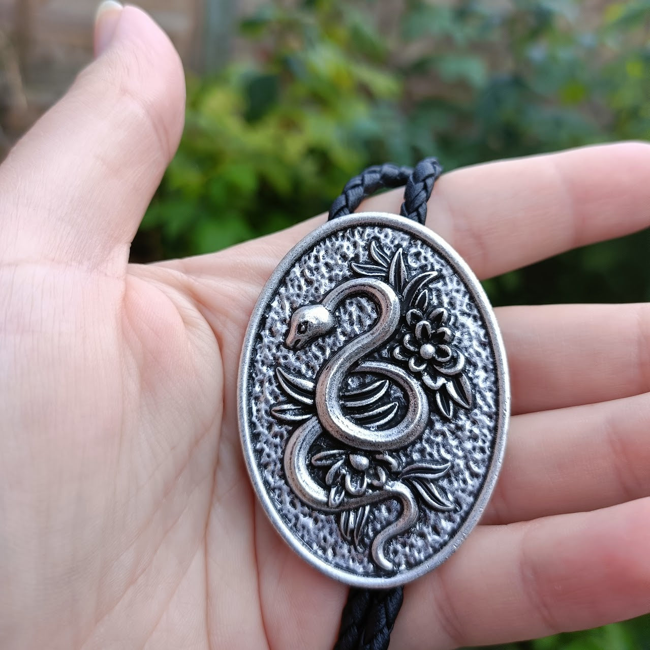 Traditional Snake And Flowers Bolo Tie