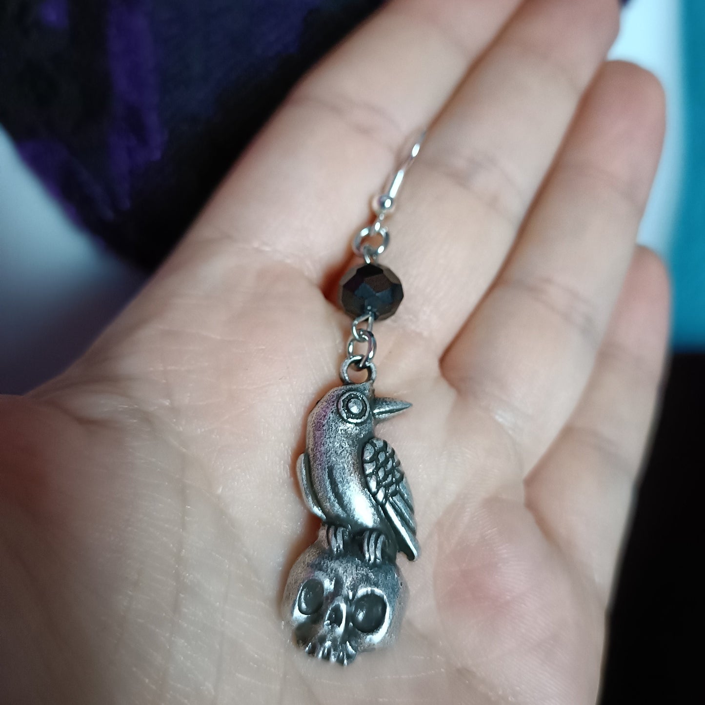 Raven Atop Skull Earrings