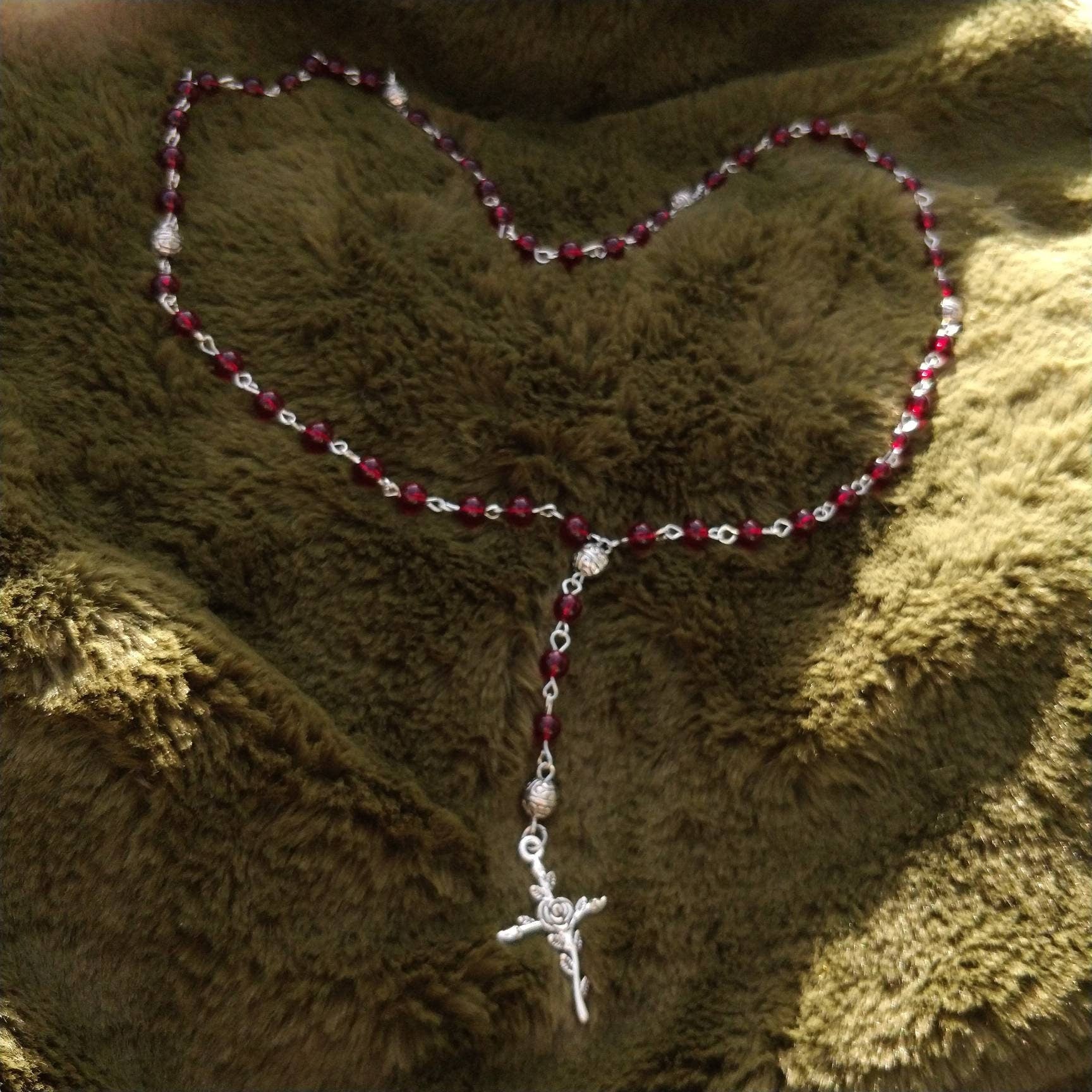whimsigoth-prayer-beads-red-translucent-with-silver-charms-rose-cross