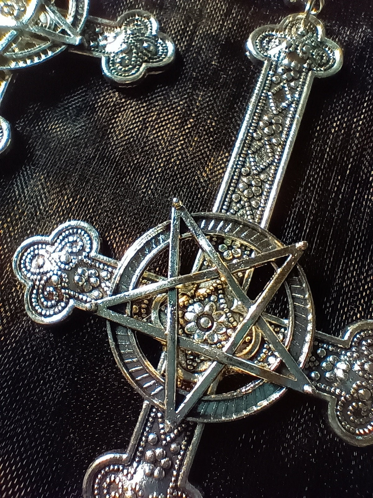 inverted Crucifix and Pentagram Earrings