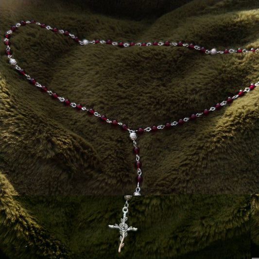 Whimsigoth Rosary with Rose Crucifix