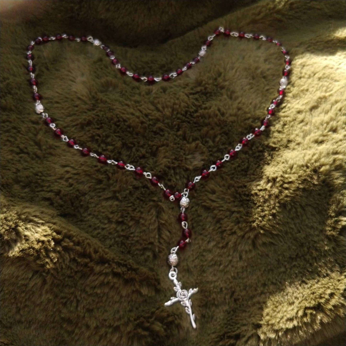 Whimsigoth Rosary with Rose Crucifix