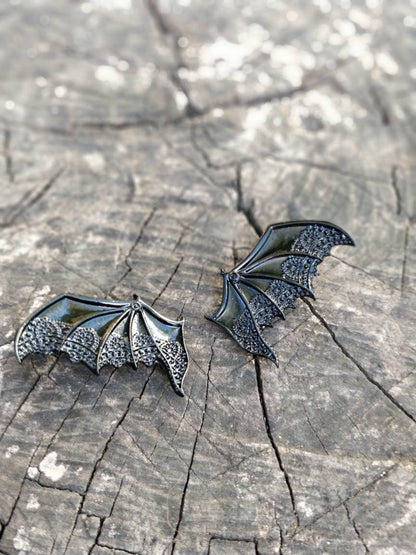 Bat Hair Clips. Trad Goth vampire hair accessories. Retro old fashioned black