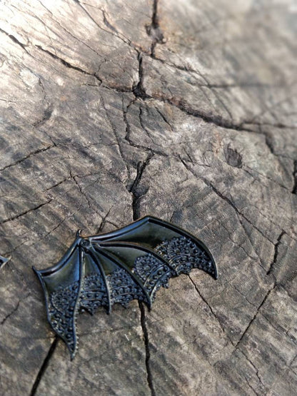 Bat Hair Clips. Trad Goth vampire hair accessories. Retro old fashioned black