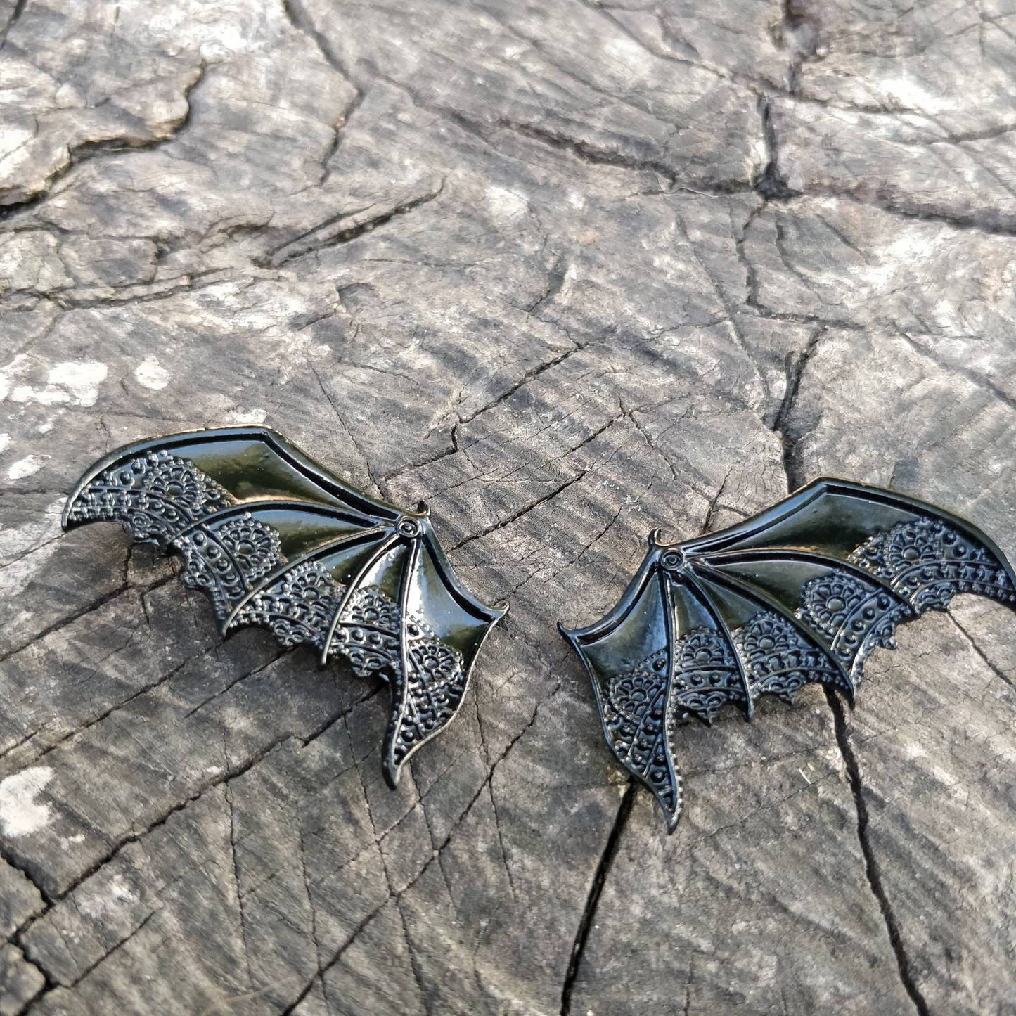 Bat Hair Clips. Trad Goth vampire hair accessories. Retro old fashioned black