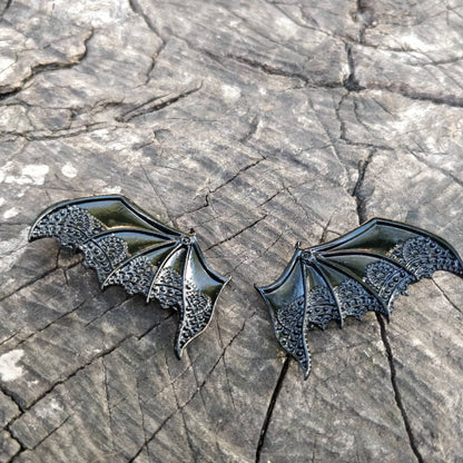 Bat Hair Clips. Trad Goth vampire hair accessories. Retro old fashioned black