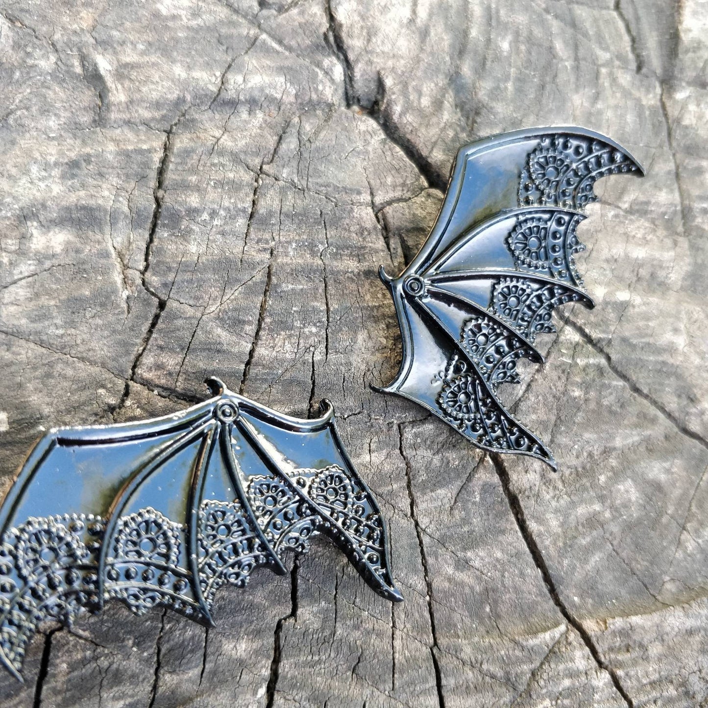 Bat Hair Clips. Trad Goth vampire hair accessories. Retro old fashioned black