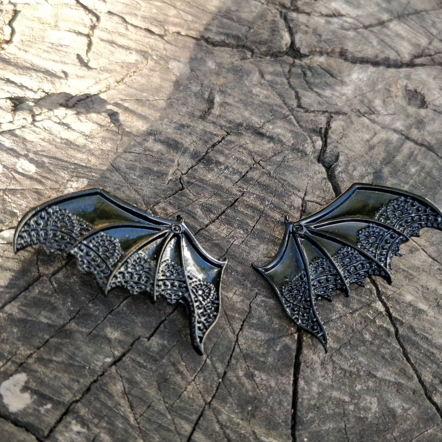 Bat Hair Clips. Trad Goth vampire hair accessories. Retro old fashioned black