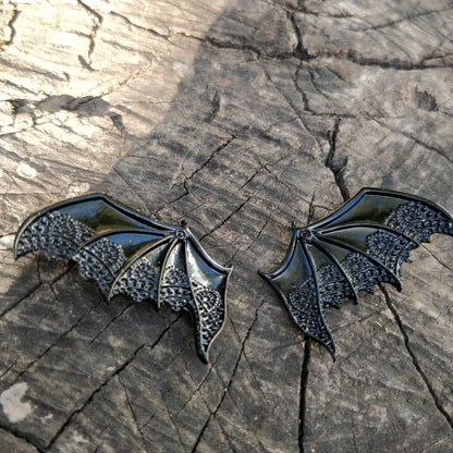 Bat Hair Clips. Trad Goth vampire hair accessories. Retro old fashioned black