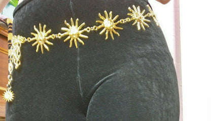 Celestial Belt/ Sun Chain Belt/ Hippy Boho Bohemian RETRO 90S gold Sun waist chain// wedding sash