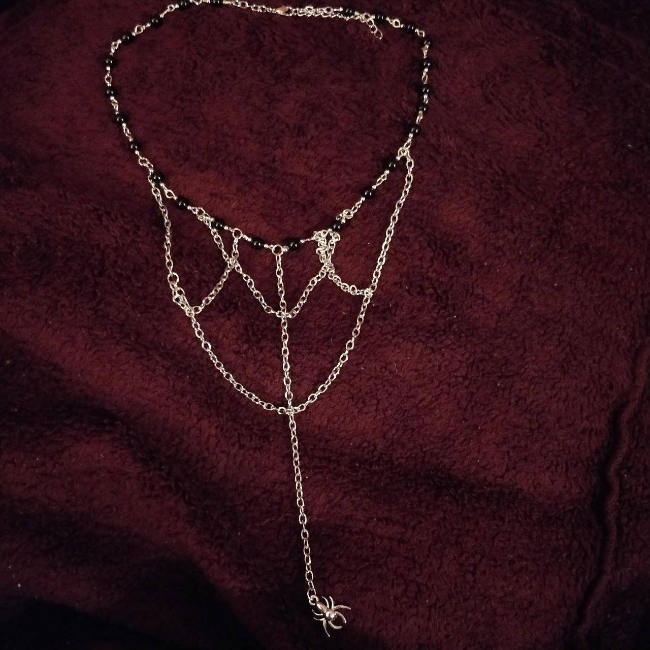 Dainty spider beaded chain necklace Retro