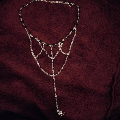 Dainty spider beaded chain necklace Retro