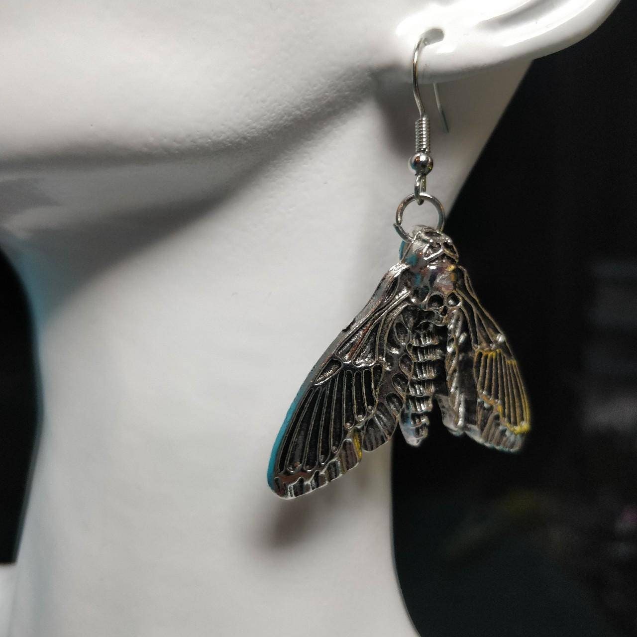 Death's Head Moth Earrings - alt goth fashion