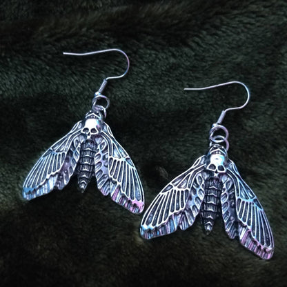 Death's Head Moth Earrings - alt goth fashion