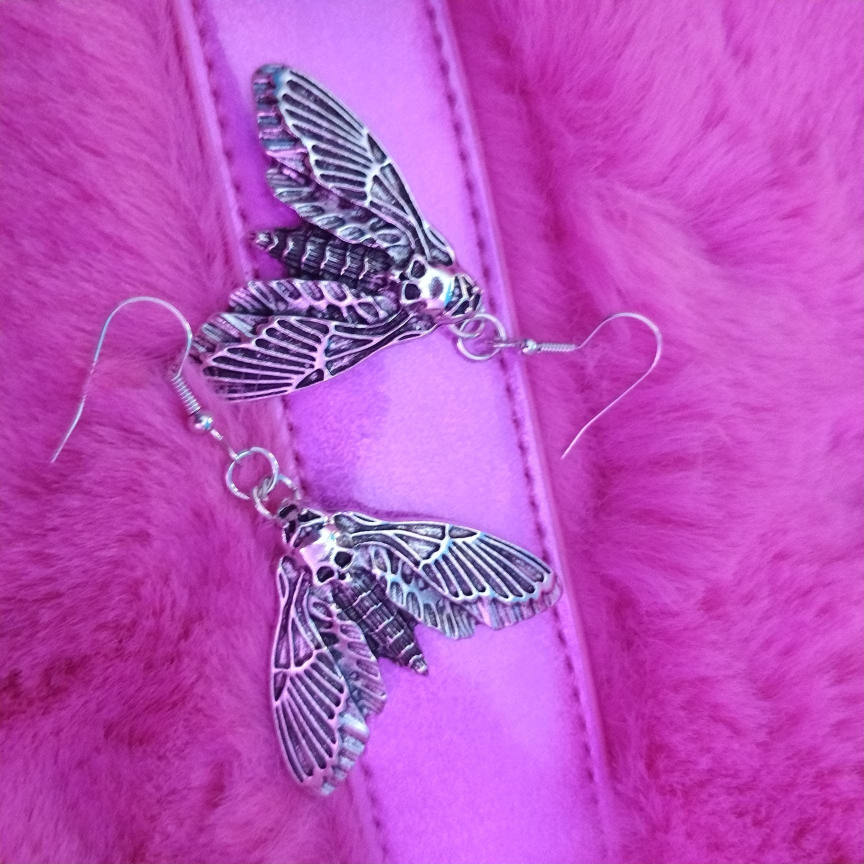 Death's Head Moth Earrings - alt goth fashion