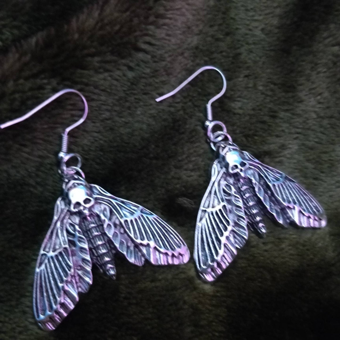 Death's Head Moth Earrings - alt goth fashion