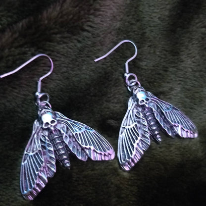 Death's Head Moth Earrings - alt goth fashion